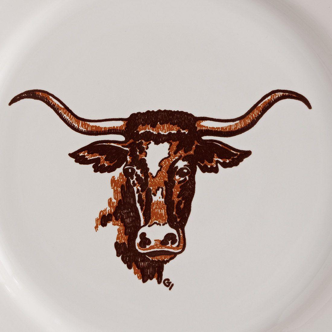 Premium Longhorn China Dinnerware Set - Elegant Porcelain Plates, Bowls & Cups for Home Dining & Entertaining - Perfect for Family Gatherings, Holidays & Special Occasions