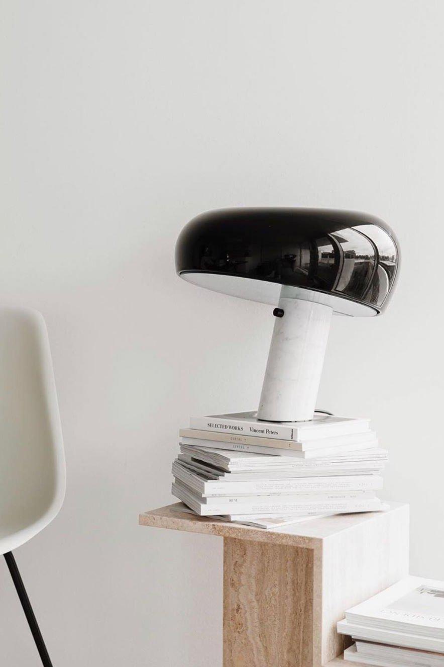 Nucleus Marble Table Lamp - Modern Home Decor Lighting for Bedroom, Living Room & Office - Elegant Nightstand Lamp with Natural Stone Base