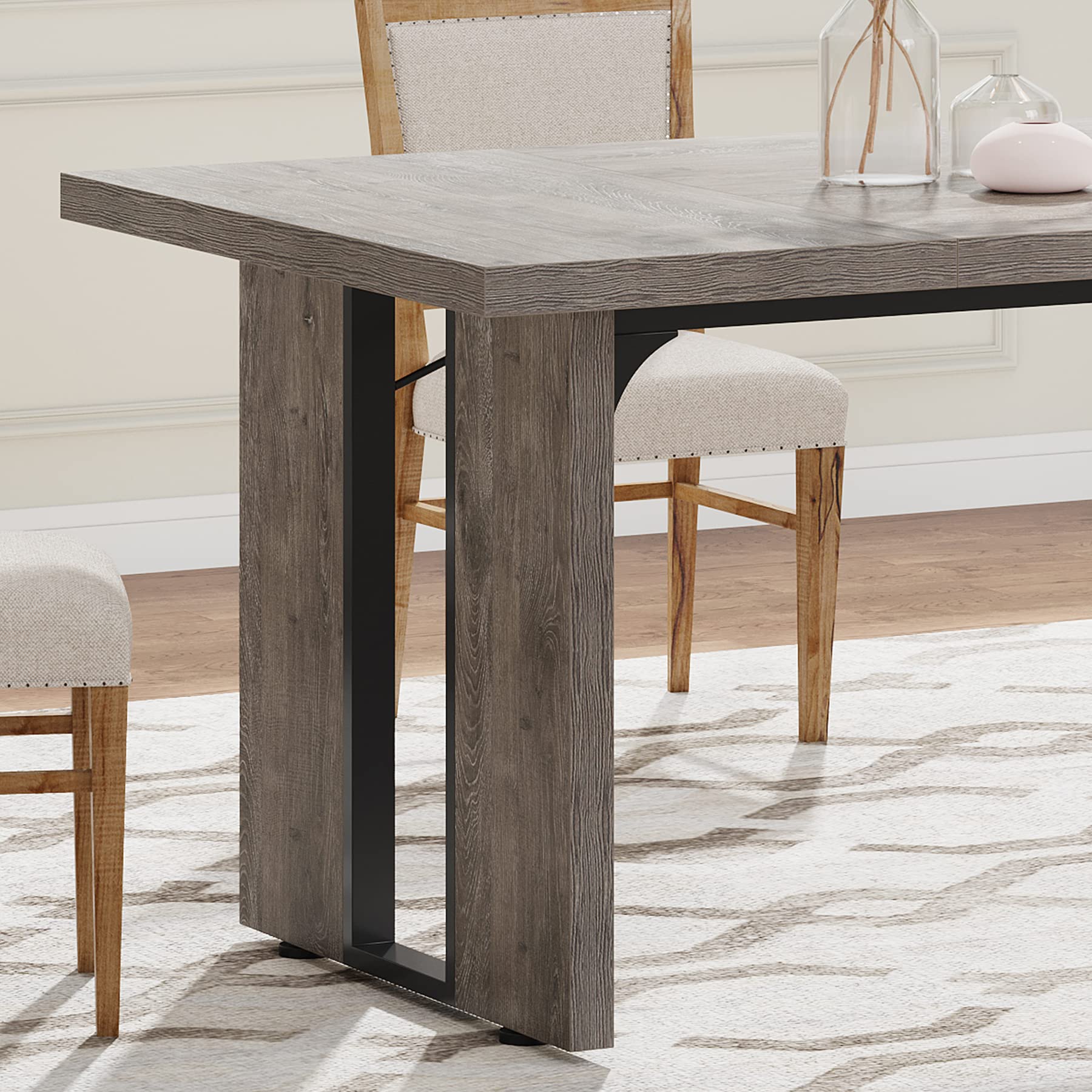 Tribesigns 71 Inch Large Dining Table for 6-8 People, Rustic Farmhouse Style Rectangular Kitchen Table, Solid Wood Dining Room Table for Family Gatherings, Dinner Parties & Home Decor