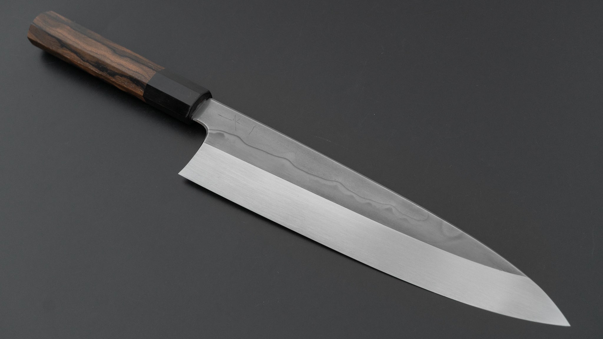 Hitohira Togashi White #1 Sanbonsugi Mizu Honyaki Gyuto 240mm Japanese Chef Knife with Ziricote Handle & Saya (#122) - Premium Kitchen Knife for Sushi, Meat Cutting & Professional Cooking
