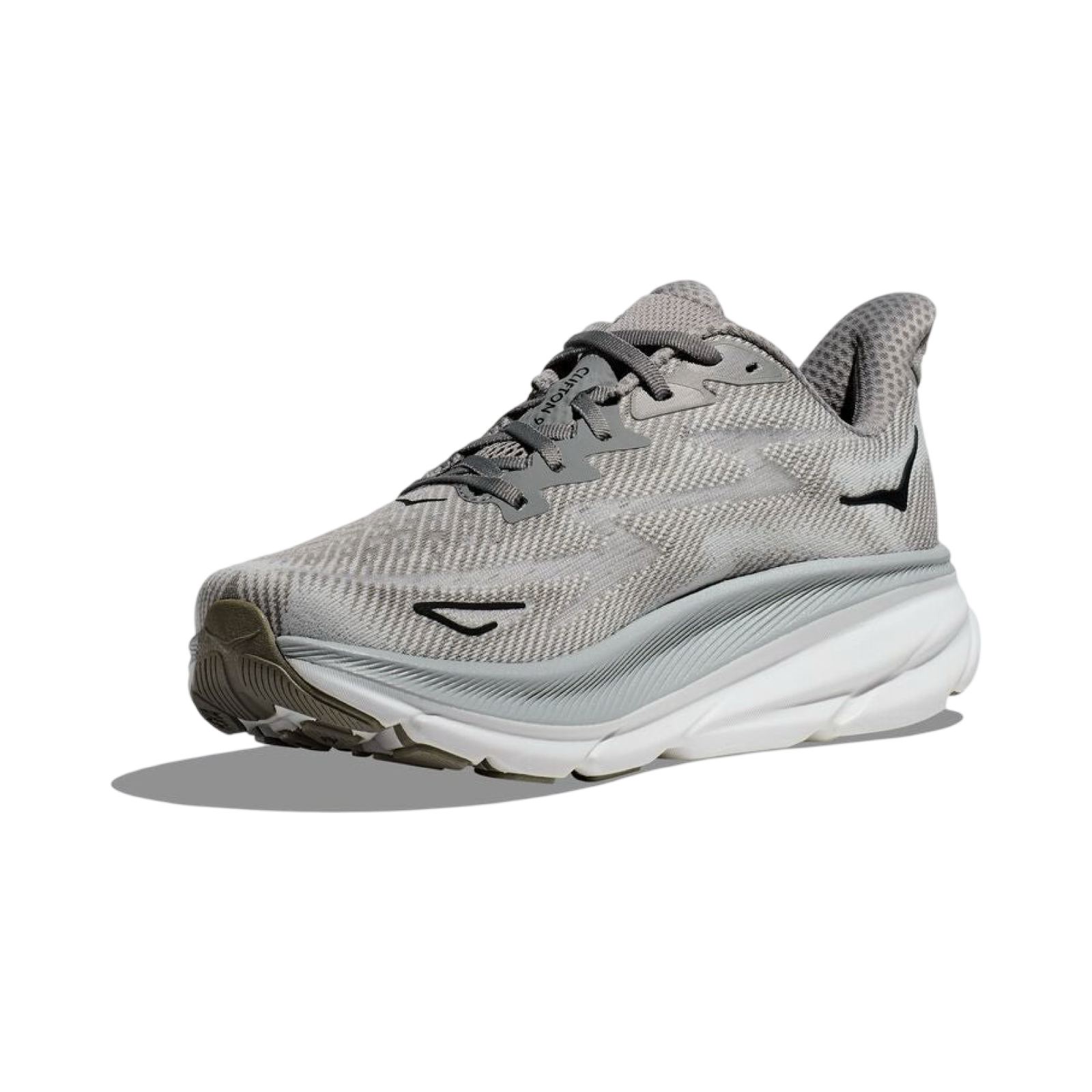 Hoka Clifton 9 Wide Men's Running Shoes - D Width in Harbor Mist Grey/Black/White - Perfect for Road Running & Daily Comfort