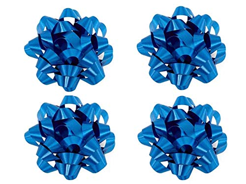 Royal Blue Satin Gift Wrap Bows - 4 Inch Christmas Ribbon Bows (12 Pack) - Perfect for Holiday Gifts, Party Decorations & Wedding Favors
