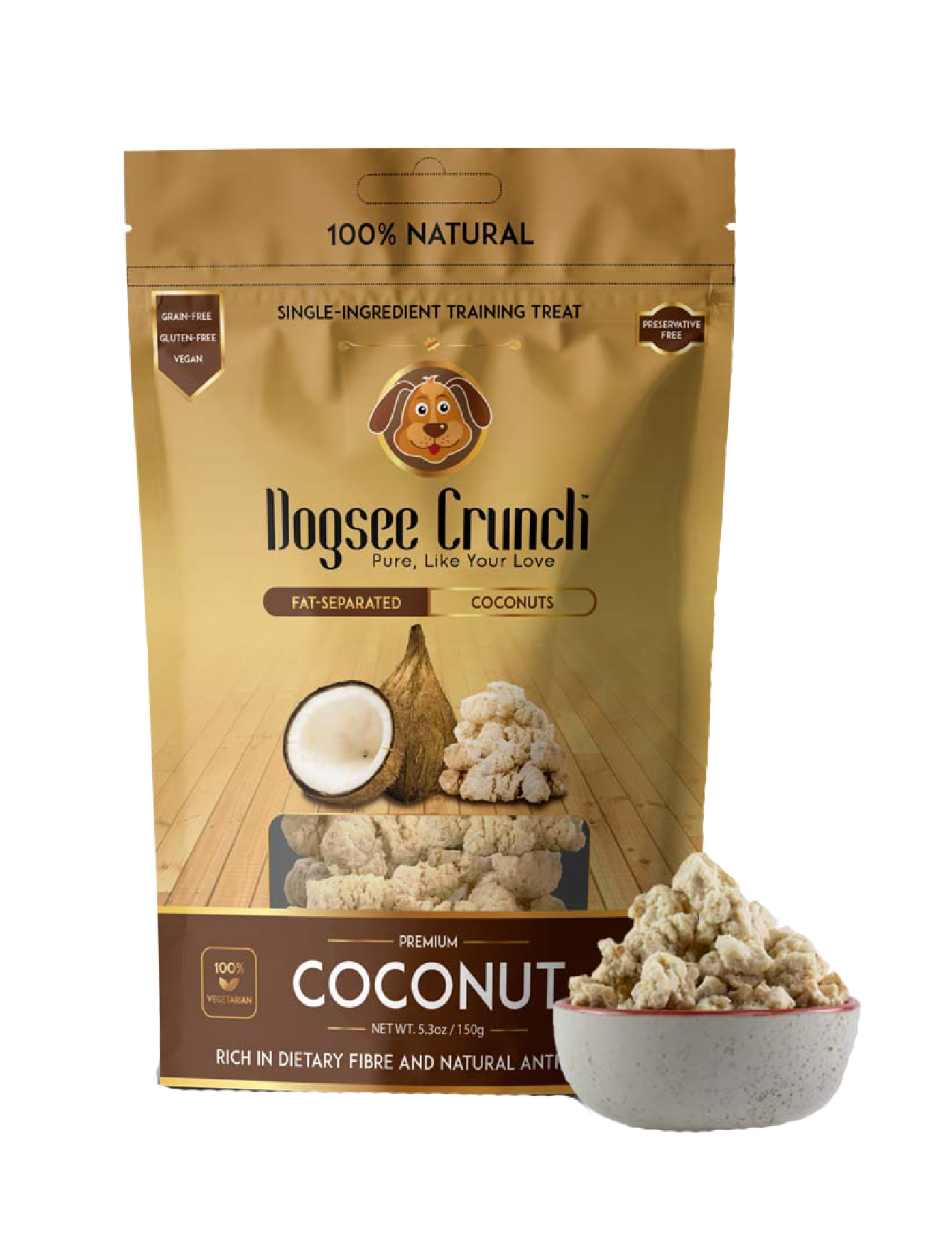 Freeze Dried Coconut Dog Treats by Dogsee Crunch - 30g, All-Natural & Healthy Snacks for Training, Rewards & Daily Chewing