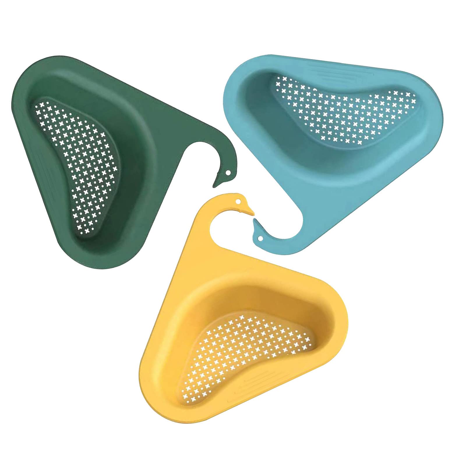 Premium Swan Drain Basket for Kitchen Sink - 3-Piece Multicolor Sink Strainer Set with Corner Design | Food Waste Catcher, Hair Filter & Drain Protector | Ideal for Home Kitchen, Bathroom & Utility Sink Maintenance