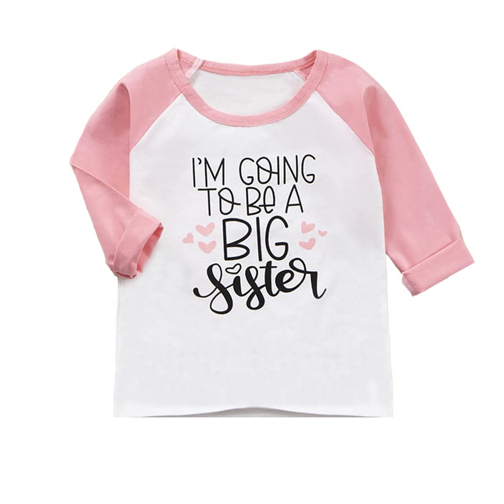 PythJooh Big Sister Announcement T-Shirt for Toddler Girls - Soft Cotton Long & Short Sleeve Tops (Ages 2-7) - Perfect Sibling Reveal Gift for Pregnancy Announcements & Family Celebrations