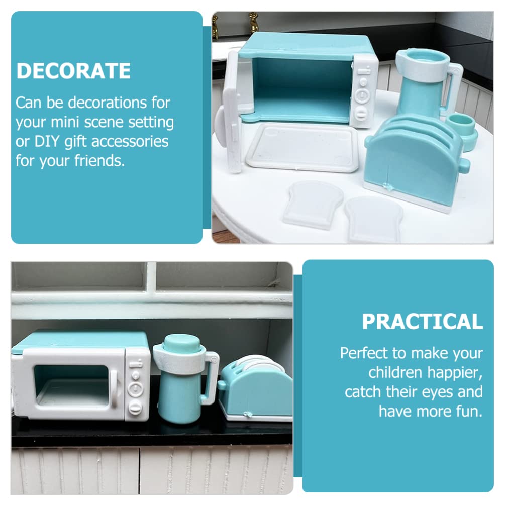 Zerodeko Mini Kitchen Playset for Toddlers - 1 Set Includes Microwave, Kettle & Bread Maker Toy - Pretend Play Kitchen Accessories & Utensils for Girls - Perfect for Role Play, Early Learning & Home Decor