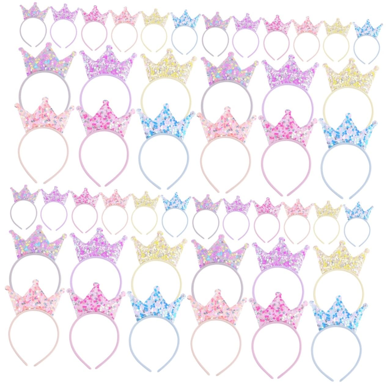 24 Pcs Princess Crown Headbands for Girls - Sparkly Hair Accessories for Birthday Parties, Dress Up, Photo Props & Gifts (Perfect for Kids Birthday Decorations & Themed Events)