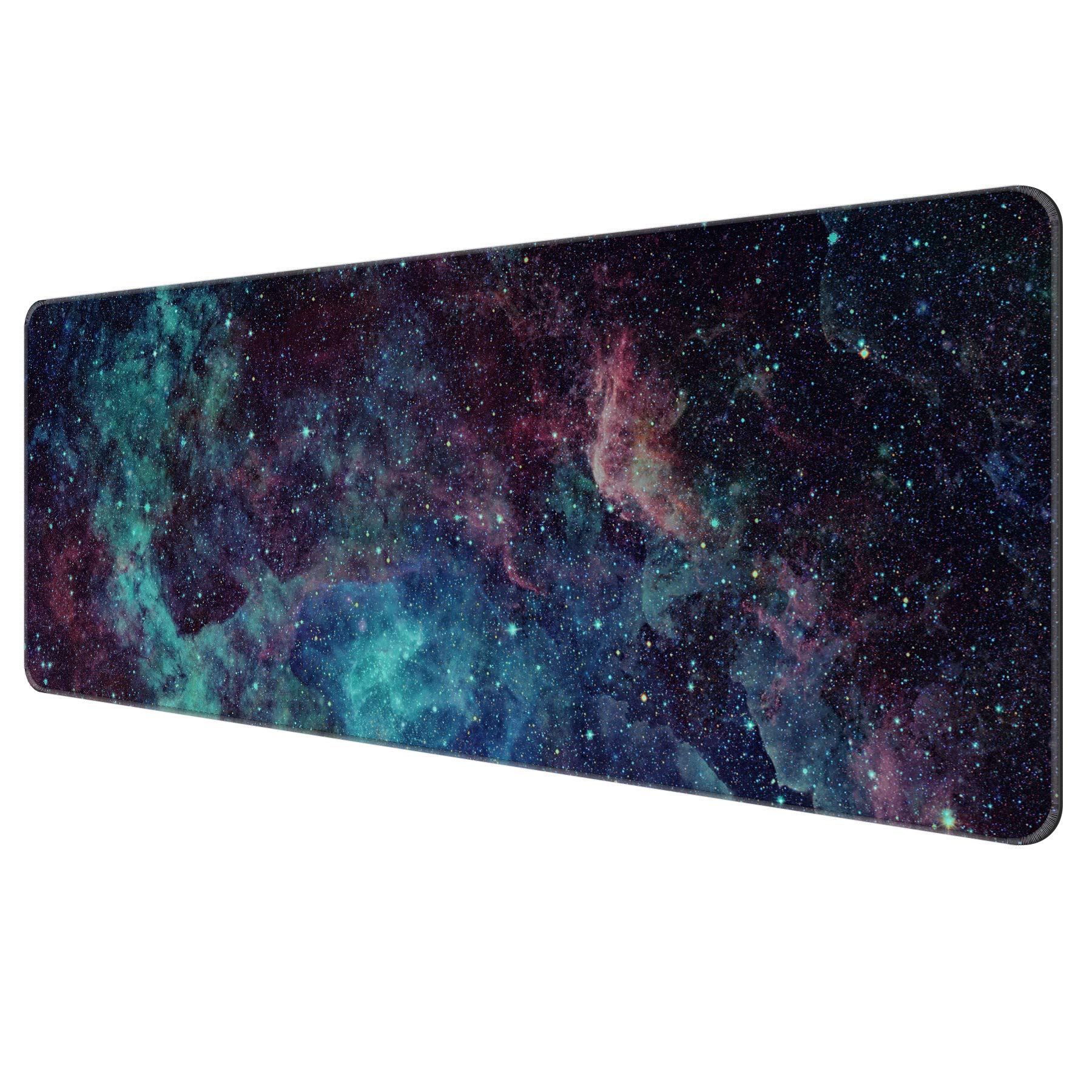 Dynippy Thin Extended Gaming Mouse Pad (31.5 x 11.8 x 0.08 Inches) - Large XXL Keyboard & Mouse Pad with Stitched Edges - Non-Slip Desk Mat for PC, Laptop, Gaming, Office & Home Use - Galaxy Space Design - Perfect for Esports, Workstations and Home Desktops