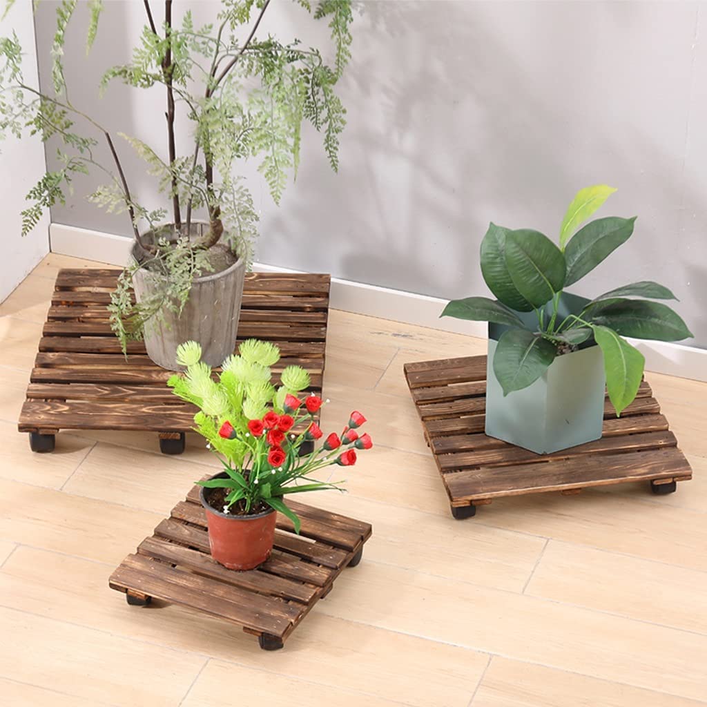 **Wooden Plant Caddy with Wheels - 10in 12in 14in Flower Pot Roller Tray, Heavy-Duty Planter Dolly with Casters for Indoor/Outdoor Use - Perfect for Moving Potted Plants on Decks, Patios & Gardens (30cm/11.8in)**
