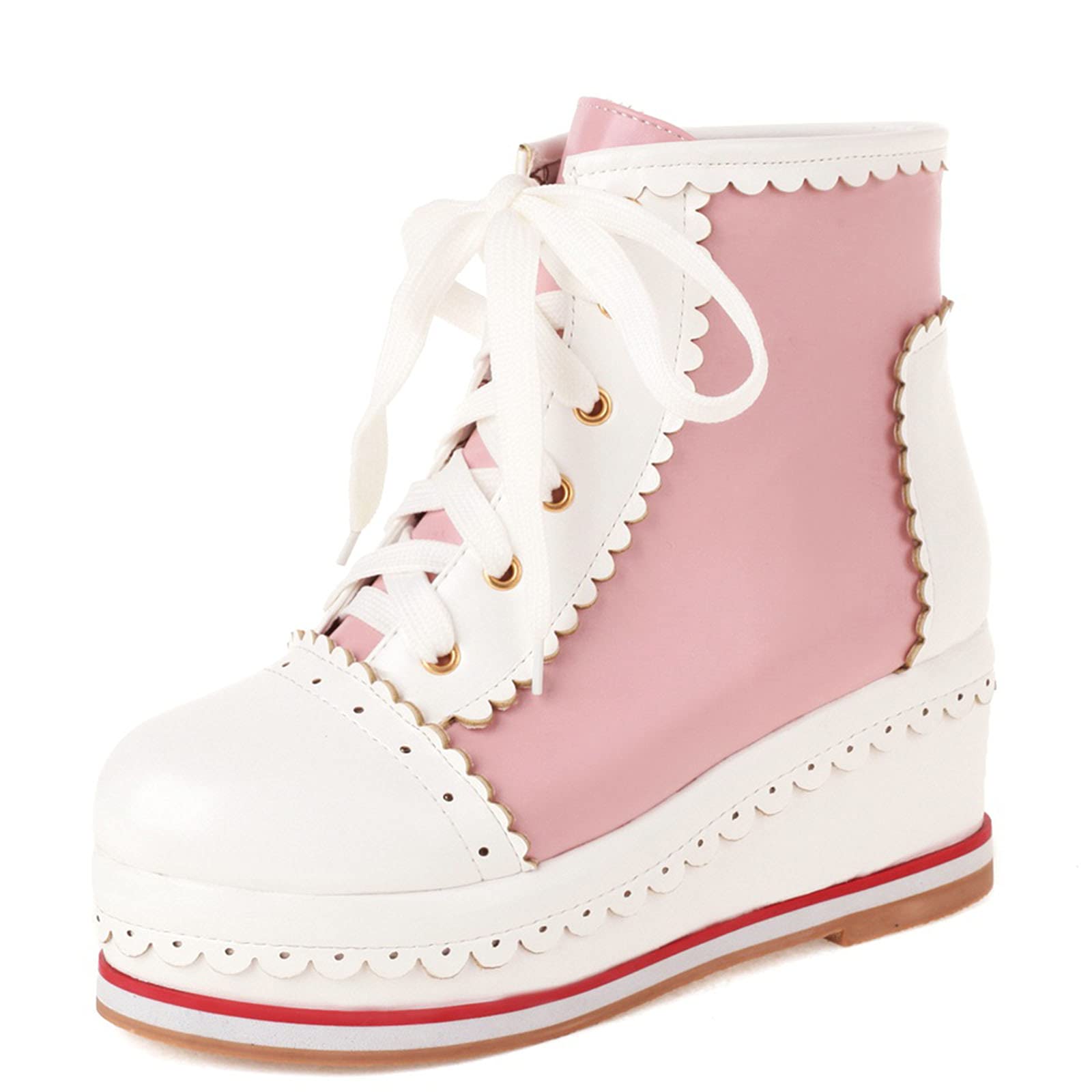 SaraIris Women's Cute Lolita Platform Boots - Chunky High Heel Lace Up Ankle Boots for Cosplay, Gothic Fashion & Retro Style | Perfect for Halloween Costumes, Anime Conventions & Vintage Outfits