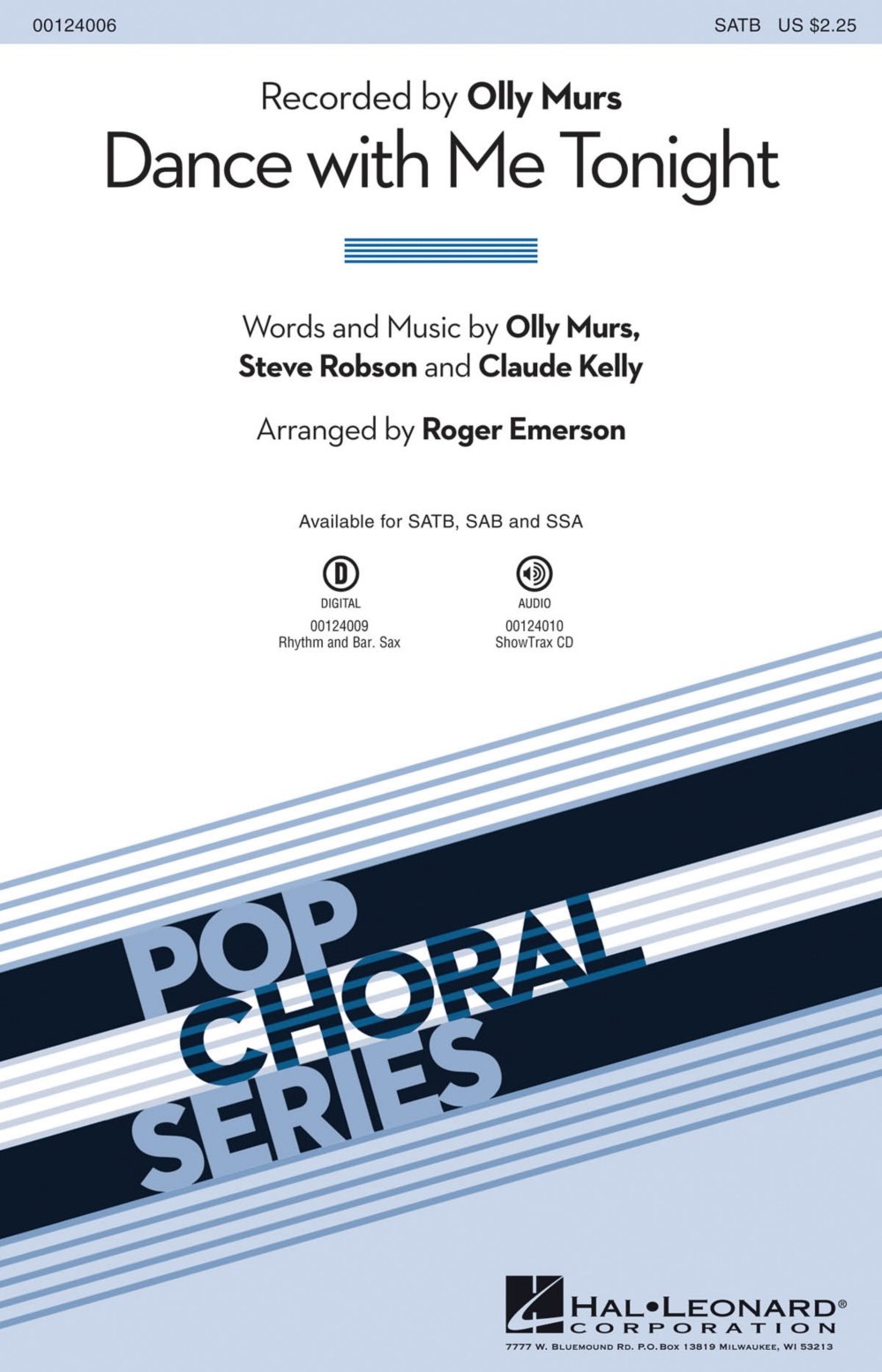 Hal Leonard Dance with Me Tonight SATB Choral Sheet Music - Olly Murs Arranged by Roger Emerson | Perfect for Choir Performances, School Concerts & Vocal Ensembles