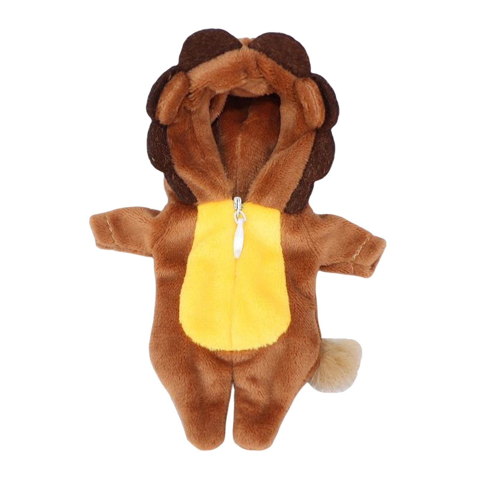 Menolana Cute BJD Doll Clothes for 16cm Dolls - Baby Bodysuit with Zipper Design, OB11 & Infant Fashion Doll Accessories, Plush Outfit for Girls (Lion Pattern) - Perfect for Collectors, DIY Dress Up & Gift Giving