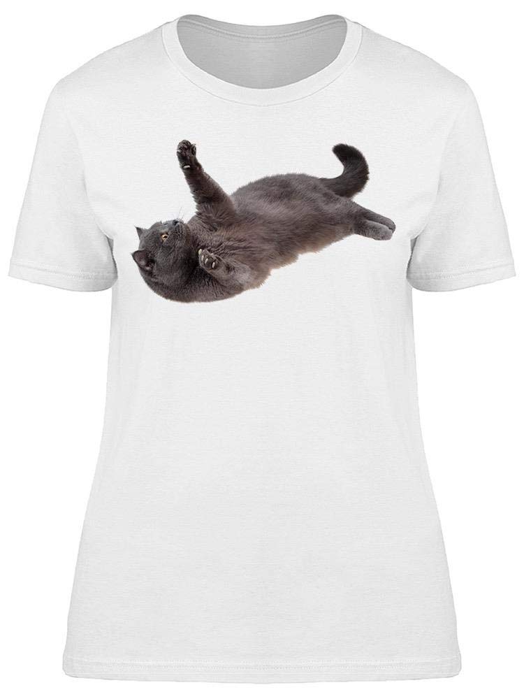 Funny Cat Lying On Back T-Shirt for Women - Cute Pet Lover Graphic Tee - Perfect for Casual Wear, Cat Lovers Gift & Everyday Outfits