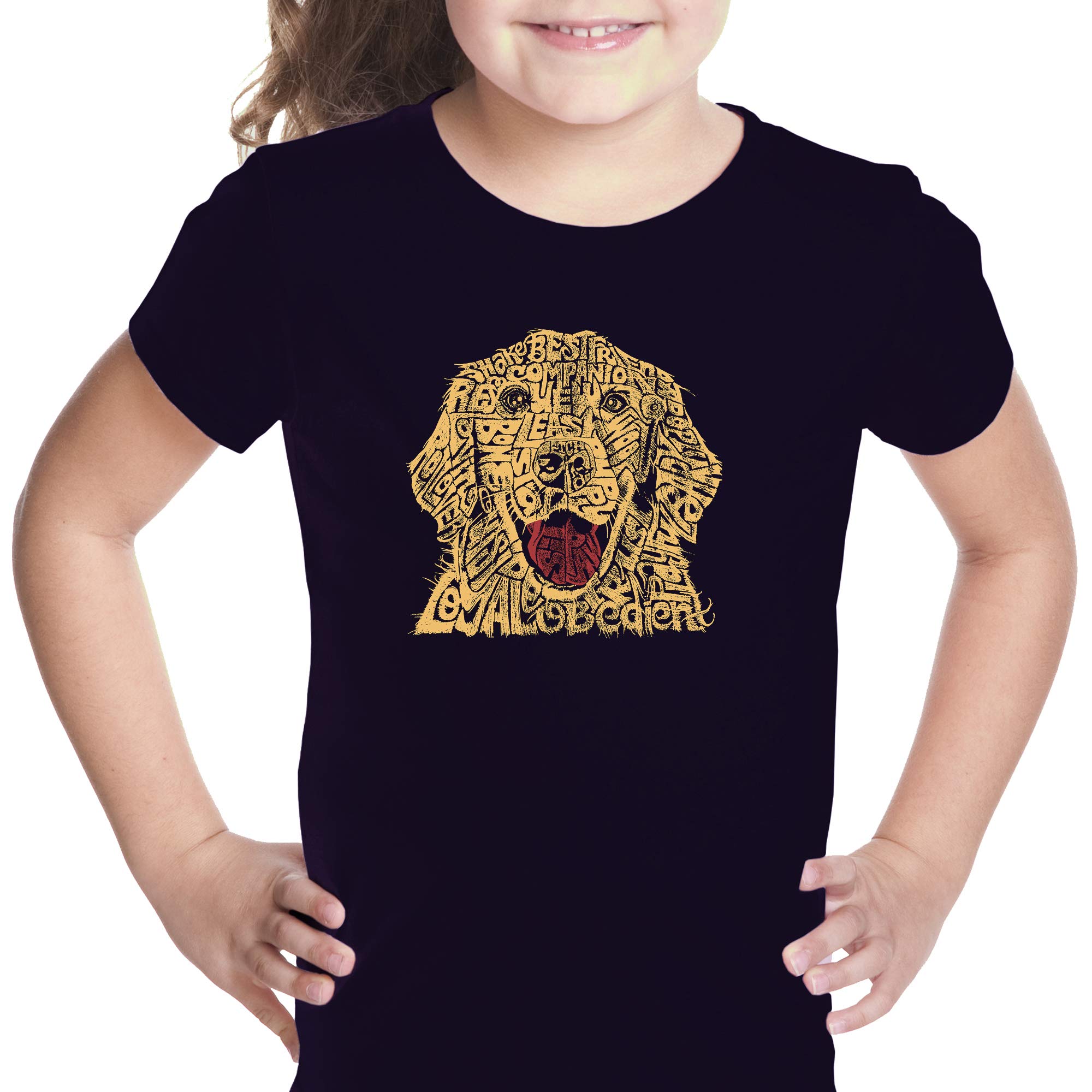 LA POP ART Girls Word Art Graphic T-Shirt - Cute Dog Design | Trendy Casual Wear for Teens & Kids | Perfect for School, Outings & Everyday Fashion