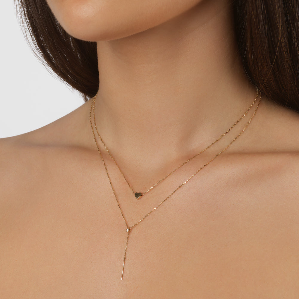 10k Gold Diamond Lariat Y Necklace for Women - Elegant Layered Pendant Necklace for Party, Wedding & Everyday Wear