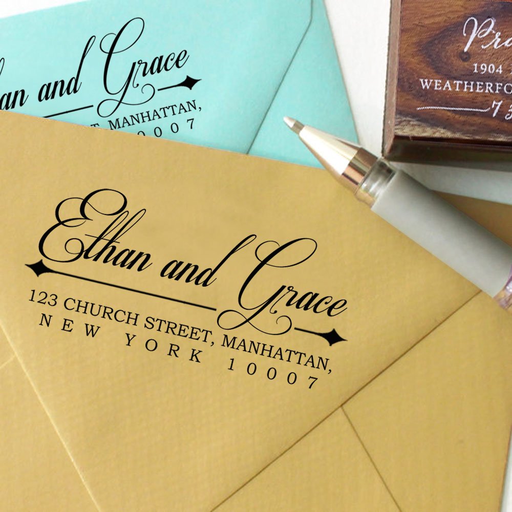 Custom Wooden Family Return Address Stamp - Personalized Invitation & Mail Seal Gift for Wedding, Holiday Cards & Envelopes