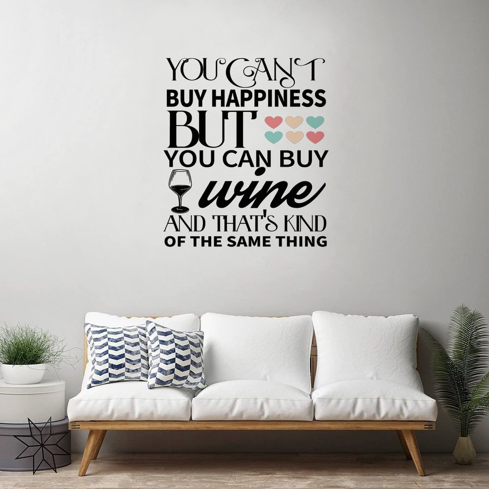 Funny Wine Quote Wall Decal - 'You Can't Buy Happiness But You Can Buy Wine' - 28