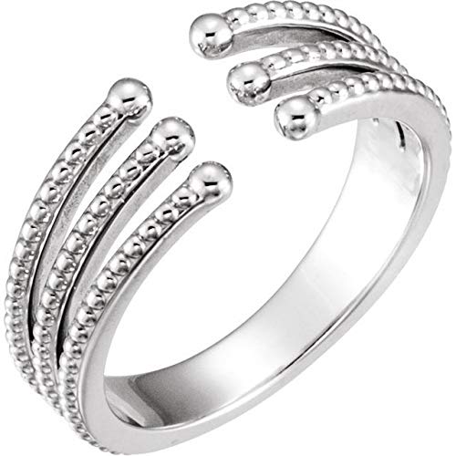 Elegant Sterling Silver Beaded Negative Space Ring - Minimalist Stackable Jewelry for Women | Perfect for Everyday Wear, Date Nights & Gifts