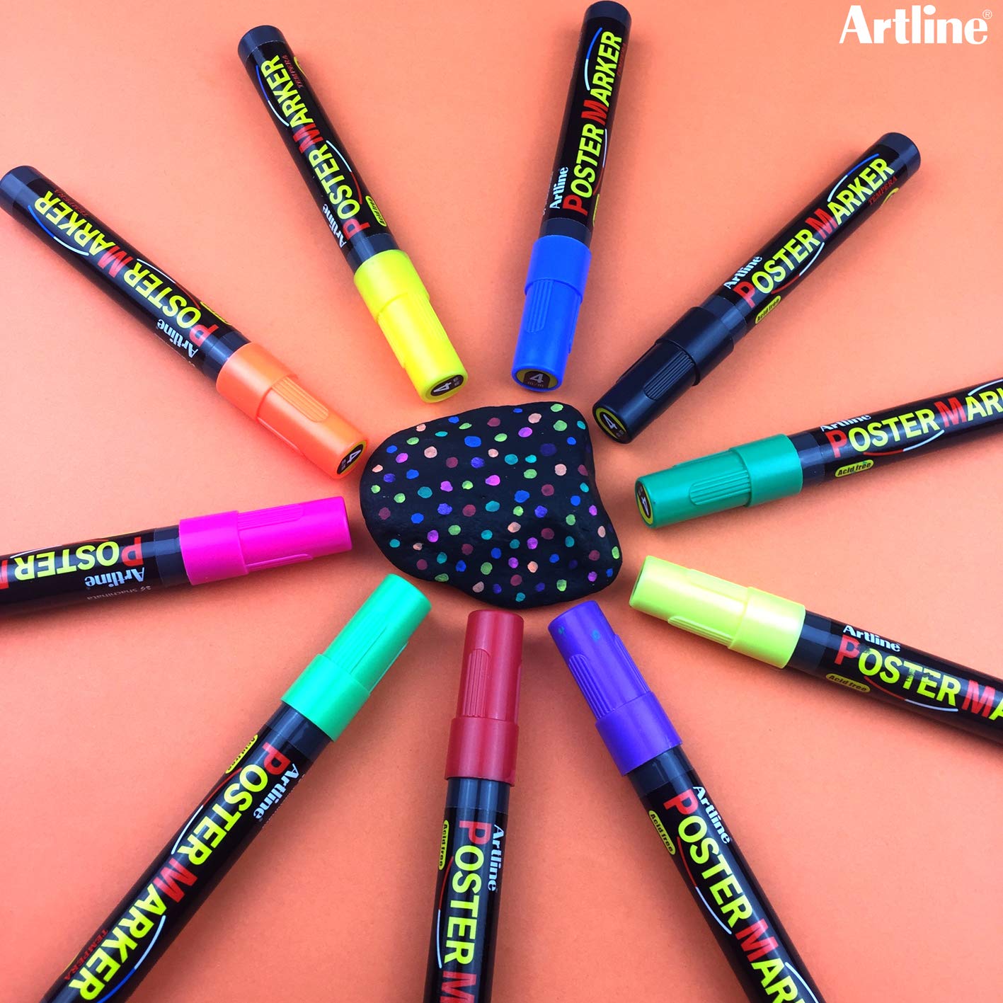 Artline Poster Markers - 6 Pack Fluorescent Pink Markers for Posters, Signs & Art Projects - Bright Non-Toxic Ink for Kids & Adults - Perfect for School, Office & DIY Crafts