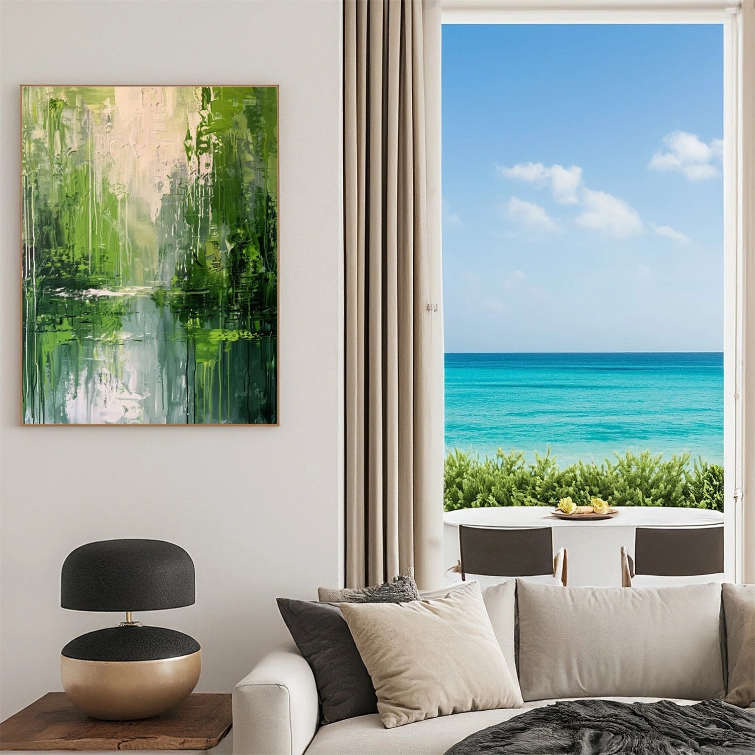 Blue & Green Abstract Wall Art Print #BG116 - Modern Canvas Painting for Living Room, Bedroom & Office Decor