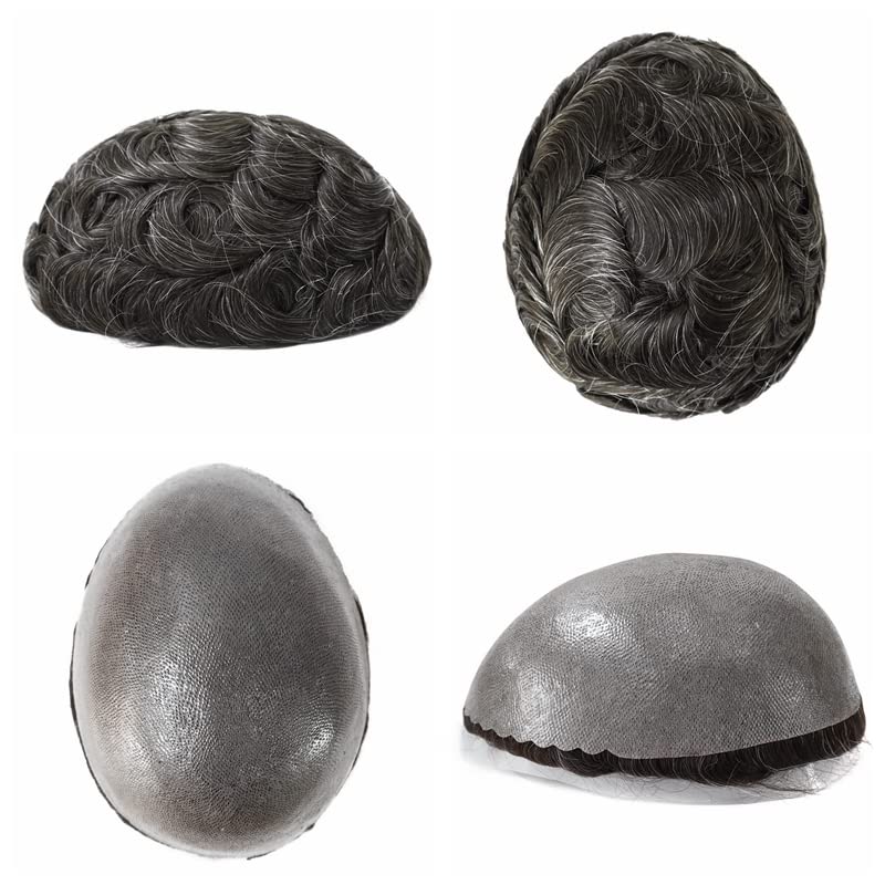 Premium Men's Toupee - 0.12mm Injected Poly Skin Hair System with 100% Real Human Hair (#220) - Natural Looking Hair Replacement for Thinning Hair & Baldness - Perfect for Daily Wear, Special Occasions & Professional Settings