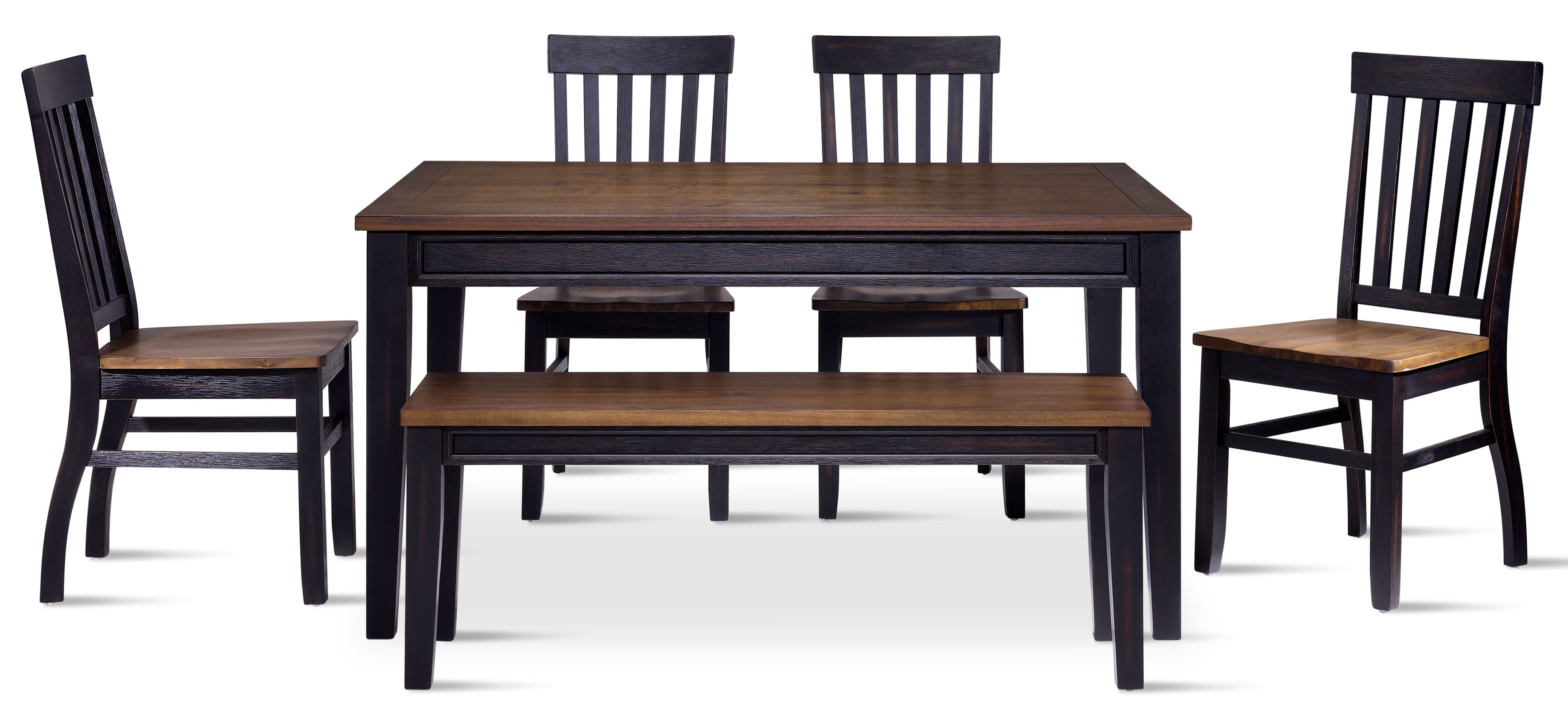 Caylie Noir 6-Piece Dining Set - Ebony & Driftwood Finish - Modern Kitchen & Dining Room Furniture for Small Spaces & Apartments