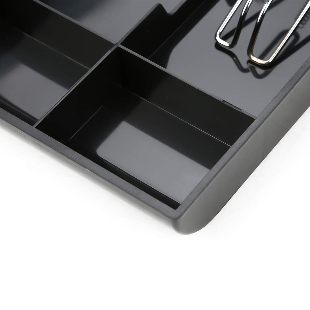 Black & White Cash Register Insert Tray - 3 Compartment Cash Drawer Replacement with Metal Clip for Retail Stores, Restaurants & Small Businesses | Organize Bills, Checks & Coins Efficiently