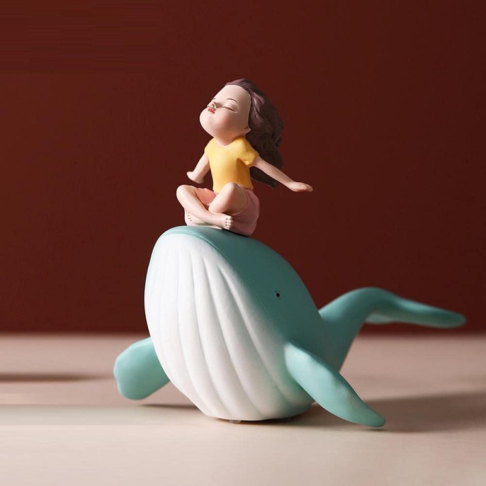 Whale Girl Statue - Handcrafted Resin Sculpture for Home & Office Decor - Modern Figurine Gift for Living Room, Bedroom, or Desk - Perfect for Coastal, Boho & Minimalist Interior Design Styles