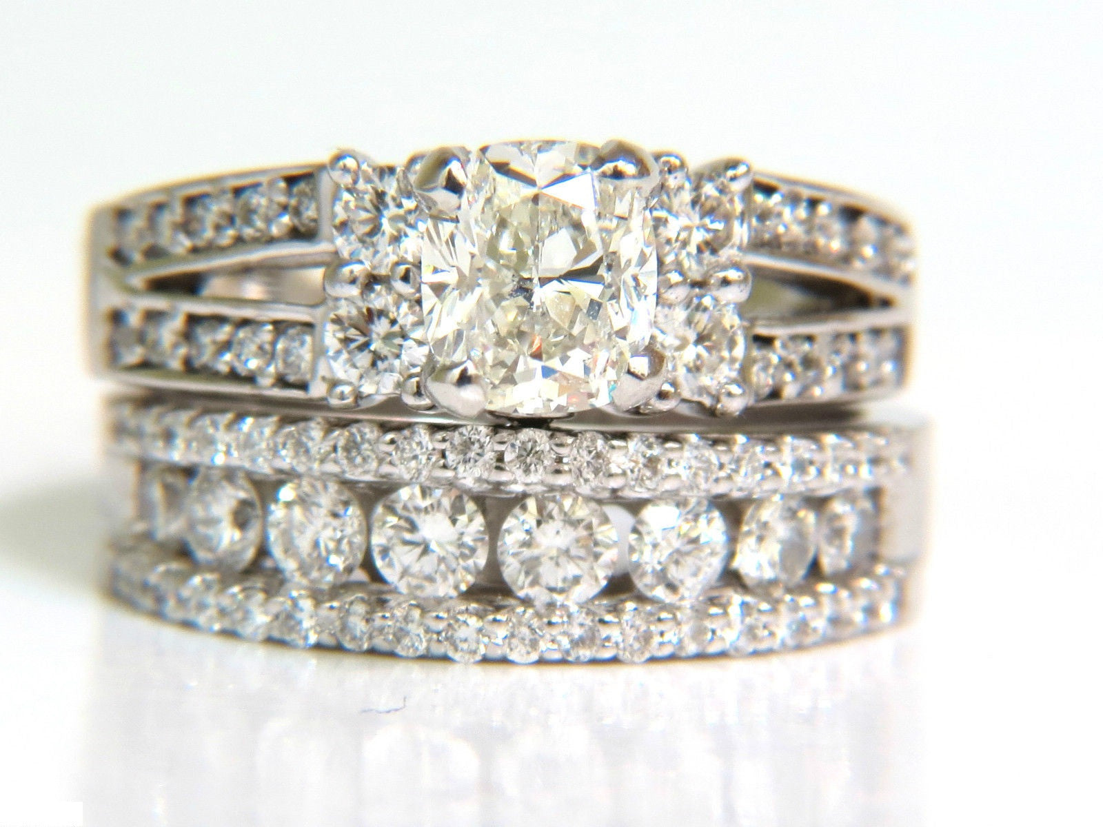 GIA Certified 3.02 Carat Cushion Brilliant Cut Diamond Engagement Ring & Wedding Band Set in 14K Gold - Perfect for Proposals, Anniversaries & Special Occasions