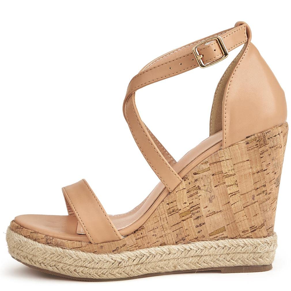 SO SIMPOK Women's Espadrilles Wedge Sandals - Dressy Ankle Strap Open Toe High Heels with Cork Platform - Perfect for Summer Weddings, Beach Vacations & Date Nights