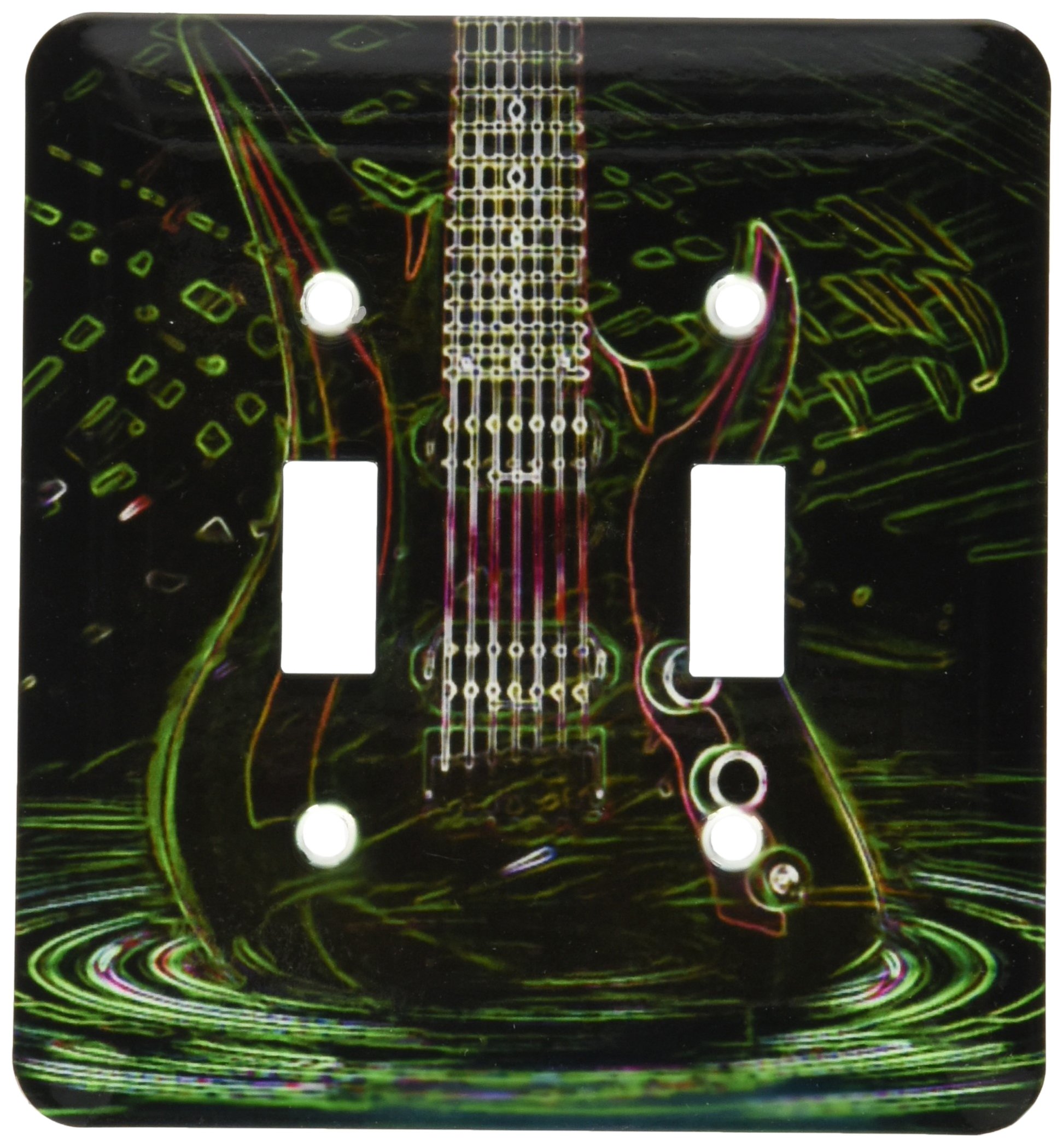 3D Neon Rock Guitar Light Switch Cover - Fun Electric Design for Home Decor, Bedroom, Living Room, Bar & Music Room - Easy Installation & Energy Efficient