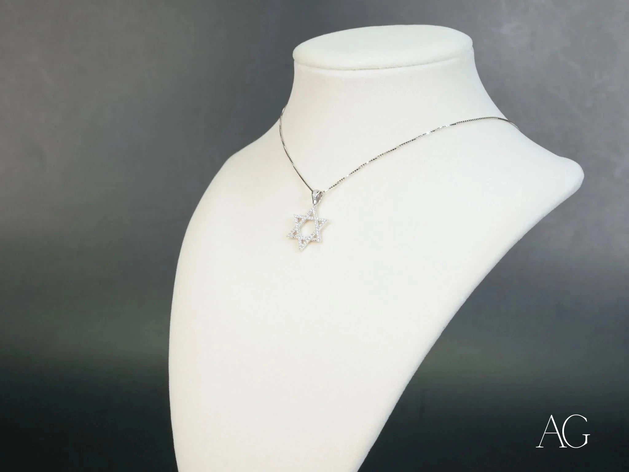 18k White Gold CZ Star of David Pendant - Elegant Jewish Jewelry for Men & Women, Perfect for Hanukkah Gifts, Bar Mitzvah & Everyday Wear