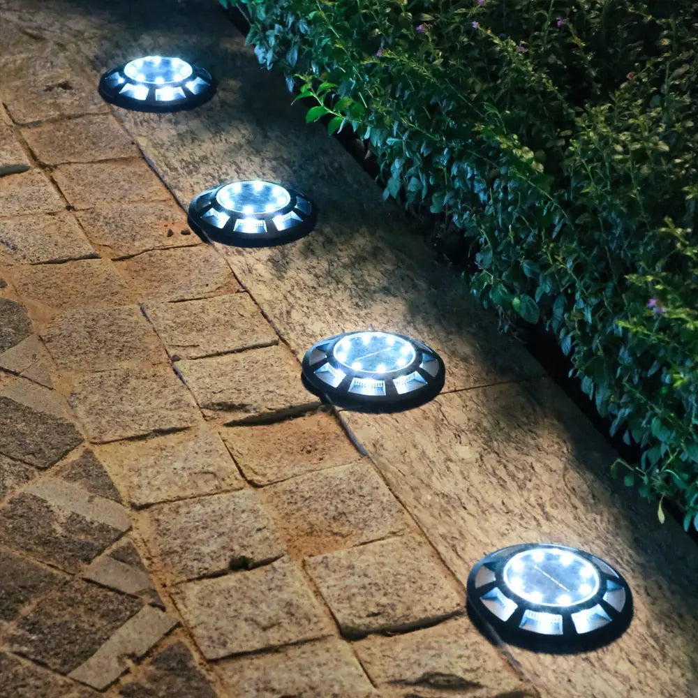 4 Pack Solar Powered LED Ground Lights - Waterproof Outdoor Garden Path Lighting for Walkway, Yard, Patio, and Driveway Decoration