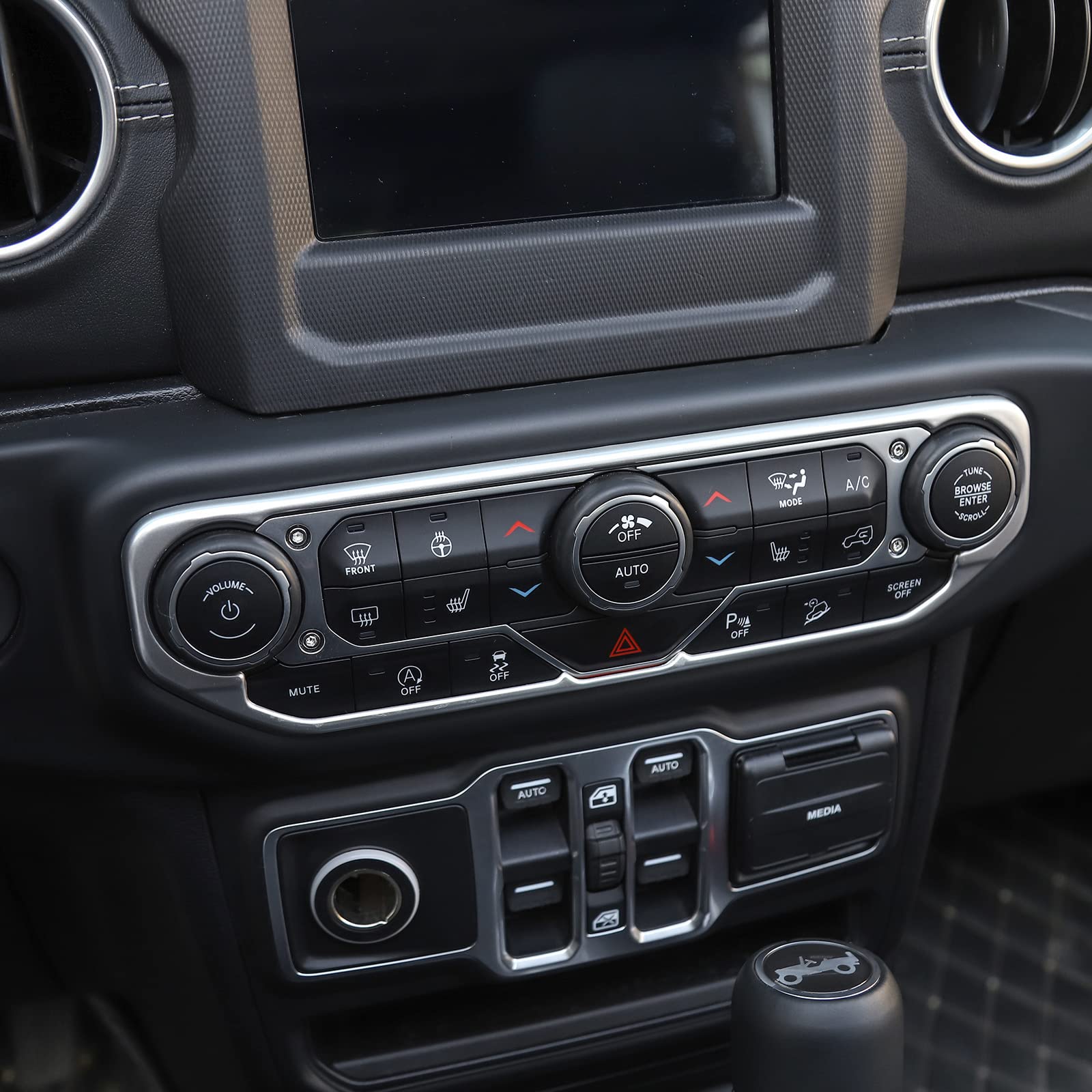 2018-2022 Jeep Wrangler JL/JLU & Gladiator JT Silver AC Vent Trim Panel Cover | Interior Dashboard Decoration Kit | Durable Console Control Accessory for Off-Road & Daily Driving