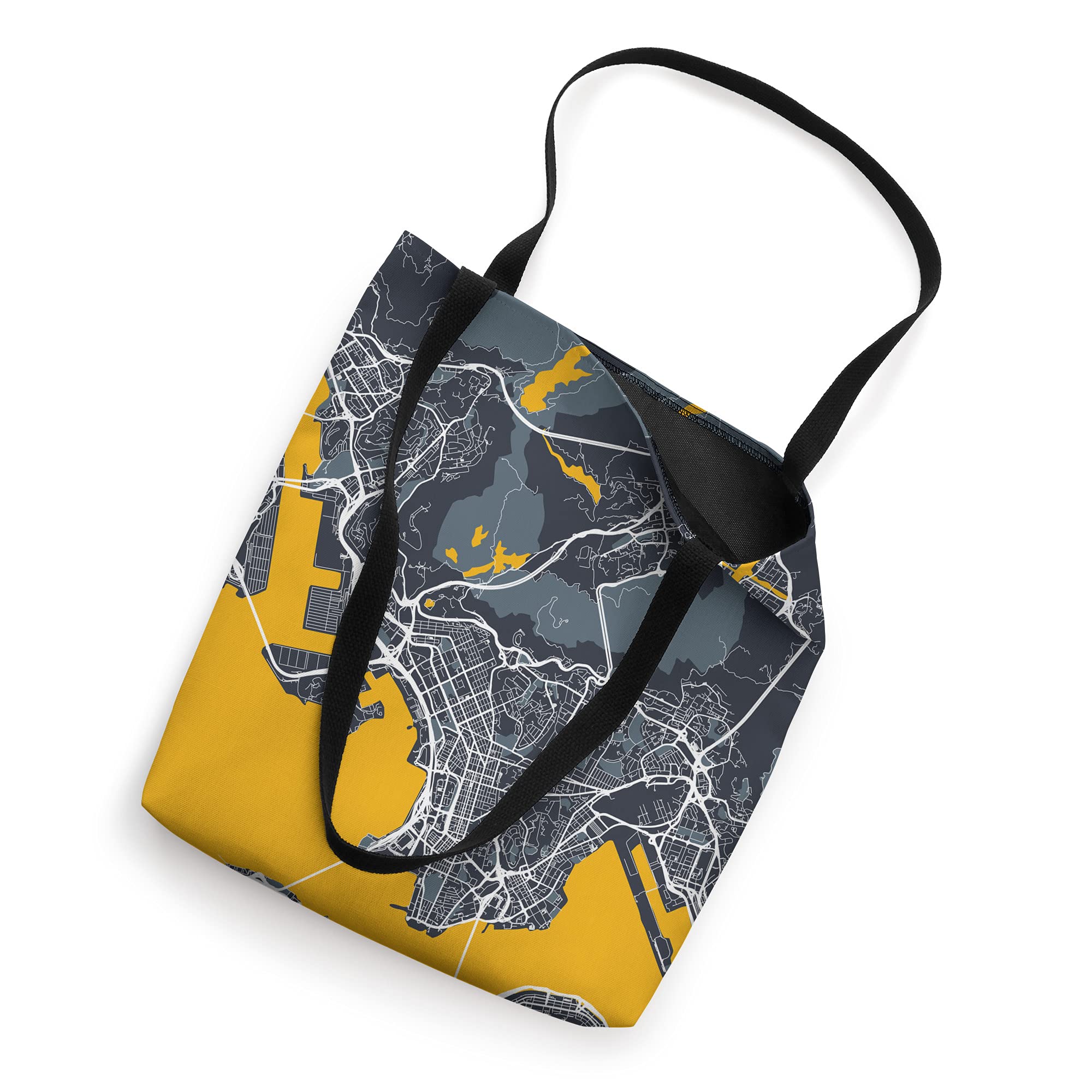 Hong Kong Street Map & China Skyline Tote Bag - Stylish Reusable Shopping Bag for Travel, Work & Daily Use - Perfect Gift for Travel Lovers & City Explorers