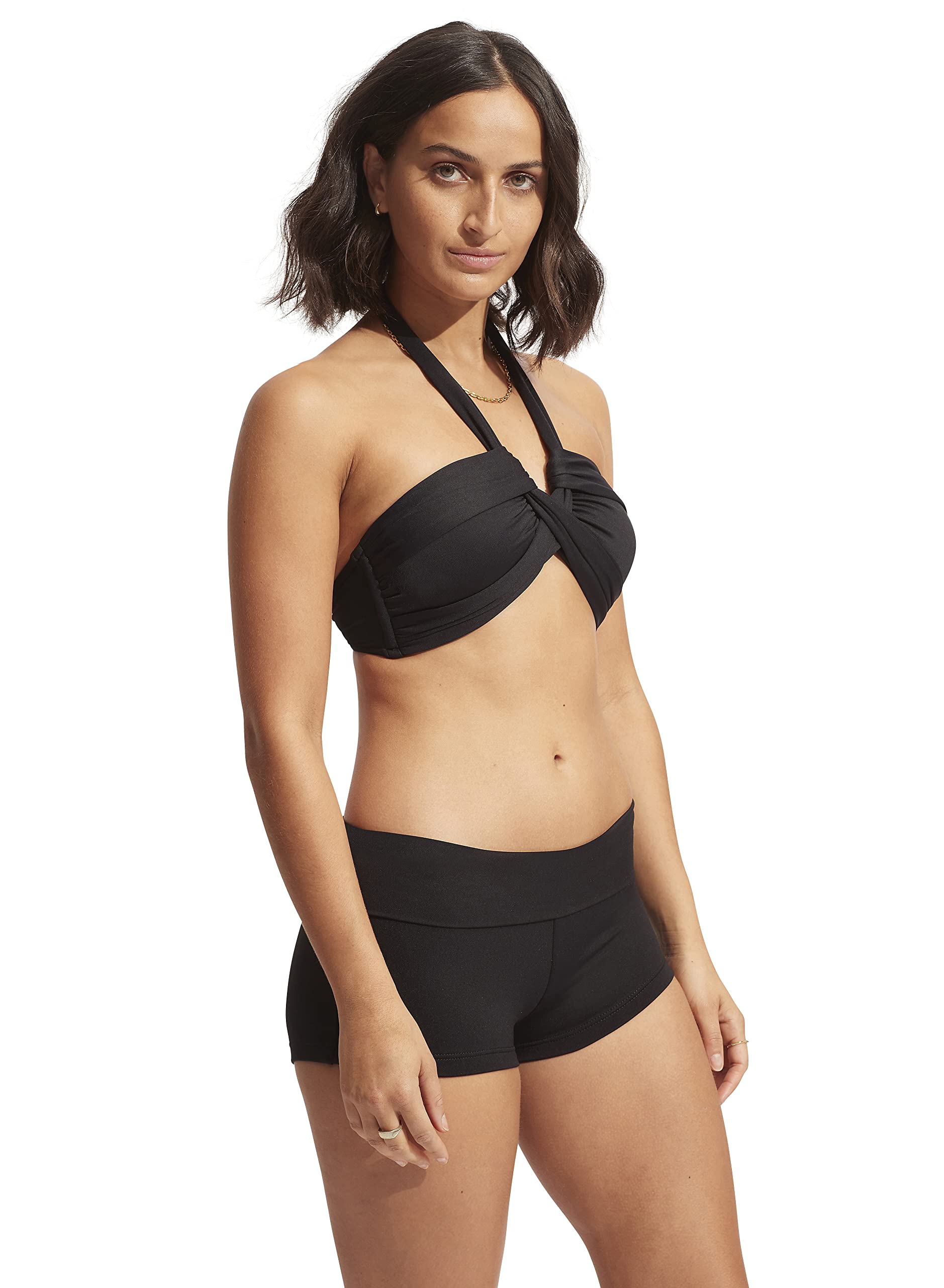 Seafolly Women's Boyleg Bikini Bottom Swimsuit - High Waisted Swimwear for Women, Comfortable Beach & Pool Swim Shorts - Perfect for Surfing, Swimming, and Summer Vacations