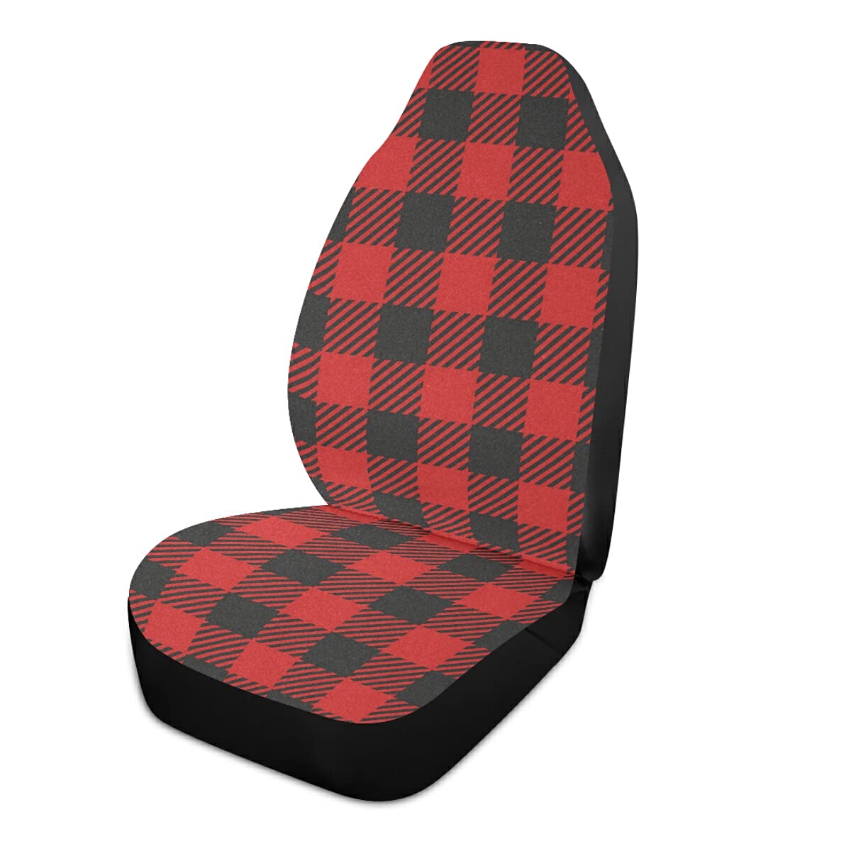 Breathable Red Buffalo Plaid Car Seat Covers - Universal Fit for Most Cars, SUVs, Trucks & Vans (2-Piece Set) | Durable Seat Protectors for Comfort & Style in Daily Commute, Road Trips & Family Travel