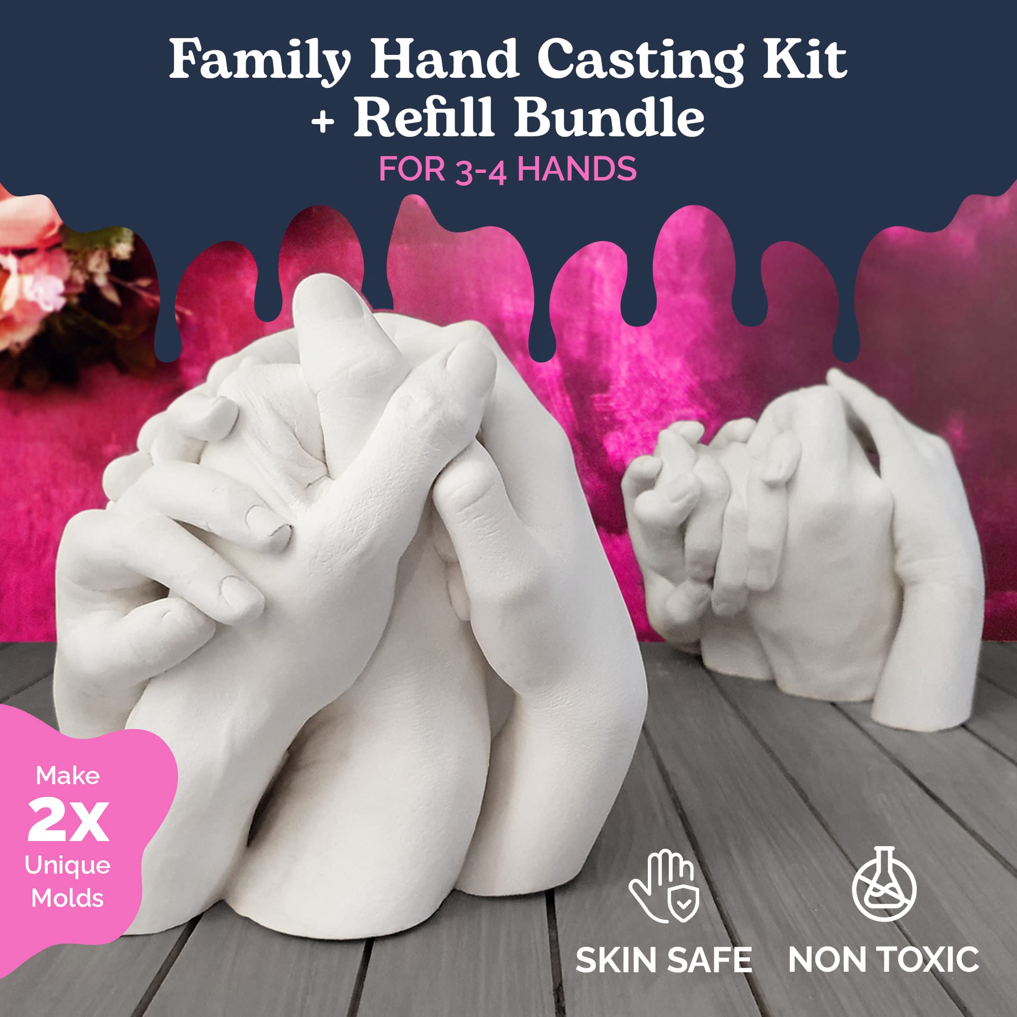 Edinburgh Casting Studio - DIY Hand Casting Kit for Family Memories, Complete Set with Refill Bundle - Perfect for Baby Handprint, Couple Keepsakes & Anniversary Gifts