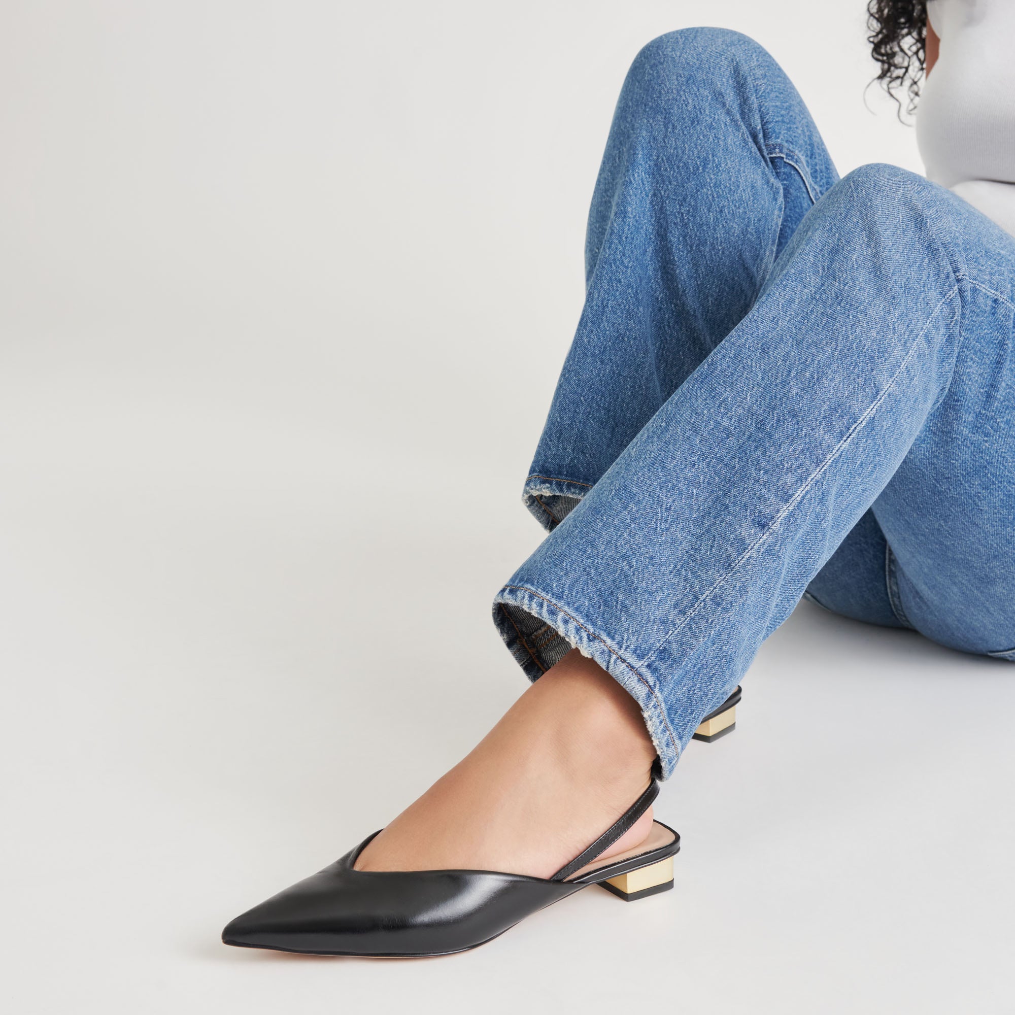 BYANCA Women's Black Leather Flats - Comfortable Slip-On Shoes for Work, Office & Casual Wear