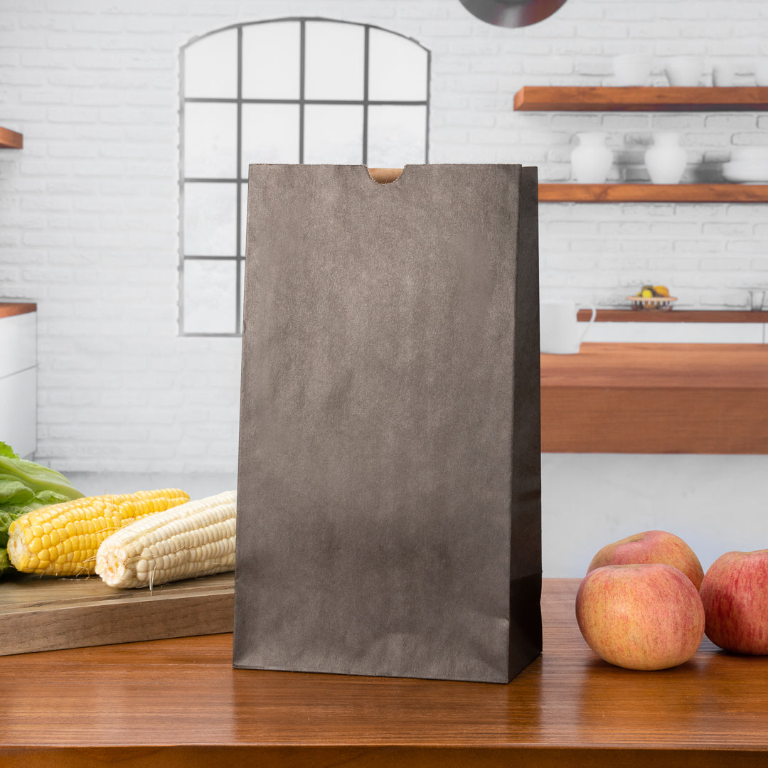 Premium Black Paper Bags 12 lb Weight Capacity - 7 x 4.25 x 12.5 Inches - Pack of 100 - Eco-Friendly Gift & Shopping Bags for Retail Stores, Parties and Events