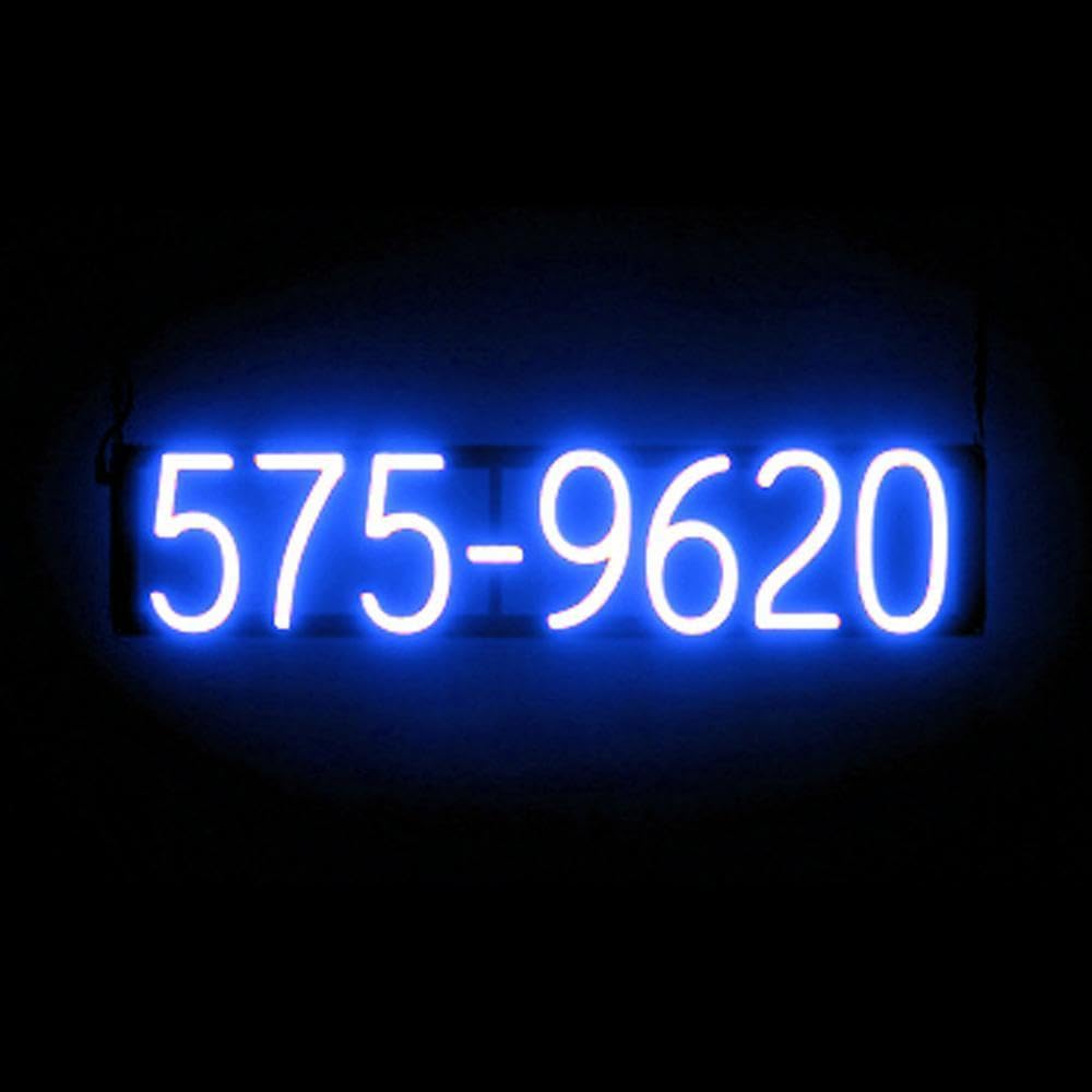 SpellBrite 7 Digit LED Business Phone Number Sign - Blue Neon Light Display (28.3x6.3 Inches) - Perfect for Storefronts, Restaurants & Retail Windows