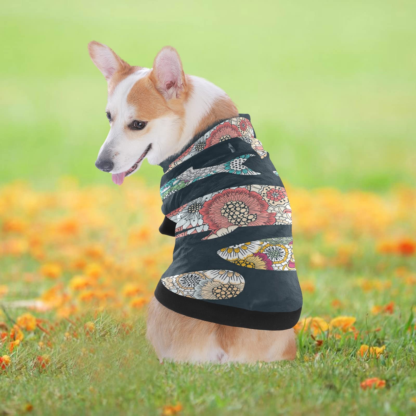 Floral Whales Dog Winter Coat - Warm Windproof Cozy Jacket for Small Medium Large Dogs | Pet Clothes for Cold Weather, Outdoor Walks & Winter Adventures
