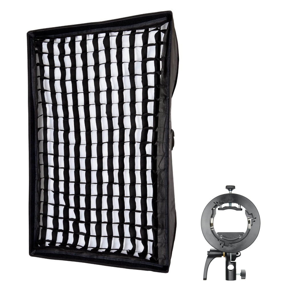80x120cm (31.4x47.2 Inch) Professional Photography Softbox with 5cm Honeycomb Grid - Portable Rectangular Light Diffuser for Studio, Portrait, and Product Photography