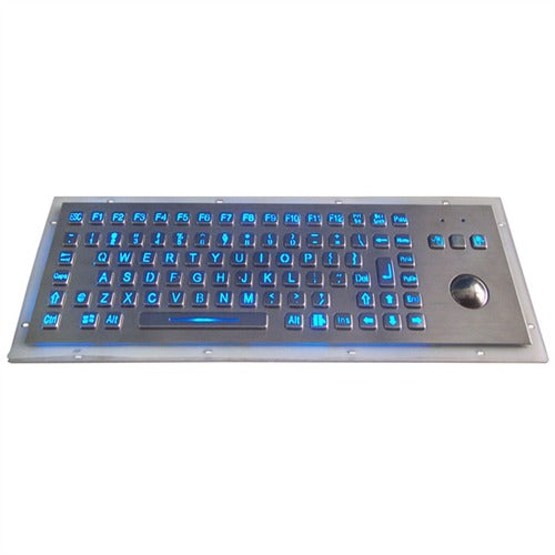 KBS PC F2 LED Backlit Stainless Steel Keyboard with Trackball - Ergonomic Wired USB Keyboard for Office, Gaming & Programming (Black)