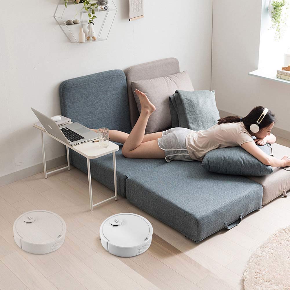 SHLUTESOY ES300 Robot Vacuum Cleaner - 3-in-1 Smart Automatic Rechargeable Sweeper with Strong Suction, White - Perfect for Hardwood Floors, Carpets & Pet Hair Removal