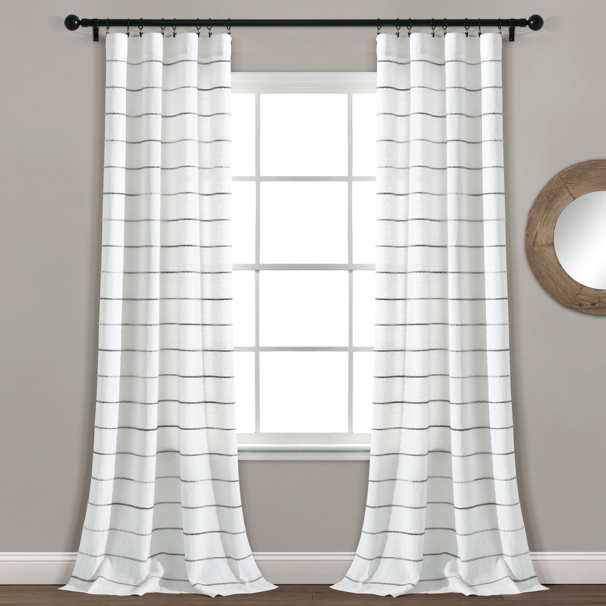 Ombre Stripe Yarn Dyed Recycled Cotton Blend Window Curtain Panel Set - Eco-Friendly Home Decor for Living Room & Bedroom