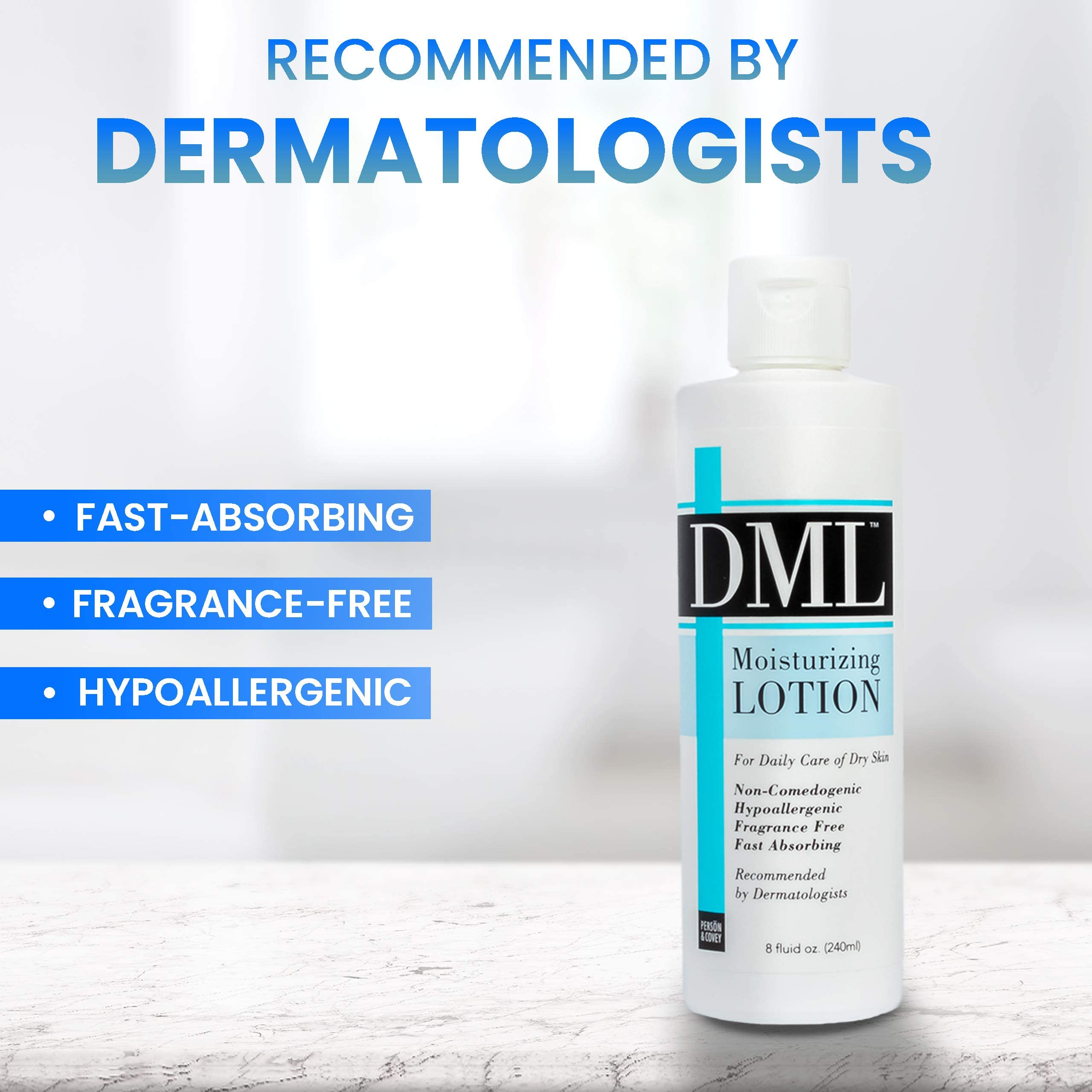 Dml Moisturizing Lotion for Dry Skin - Fragrance Free, Hypoallergenic, 8 Oz - Perfect for Daily Hydration & Sensitive Skin Care