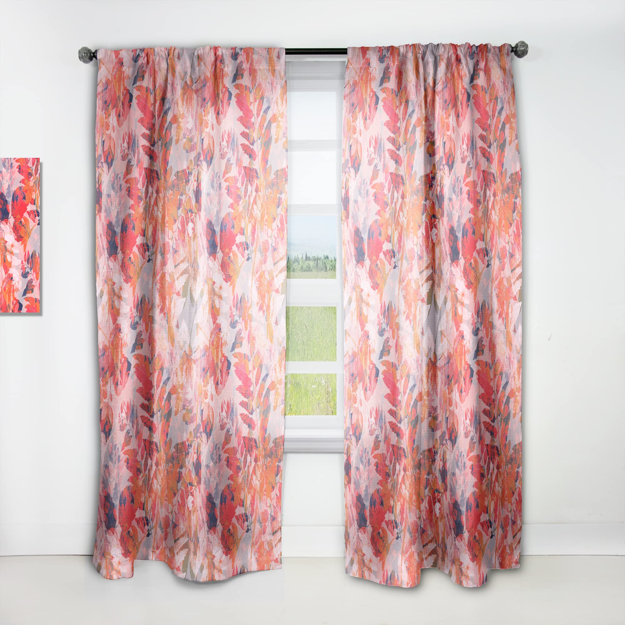 DesignQ Thermal Insulated Curtains - Superimposed Herb Flower Leaf Pattern - 52x120 Single Panel for Bedroom & Living Room | Energy Saving, Blackout Drapes for Home Decor