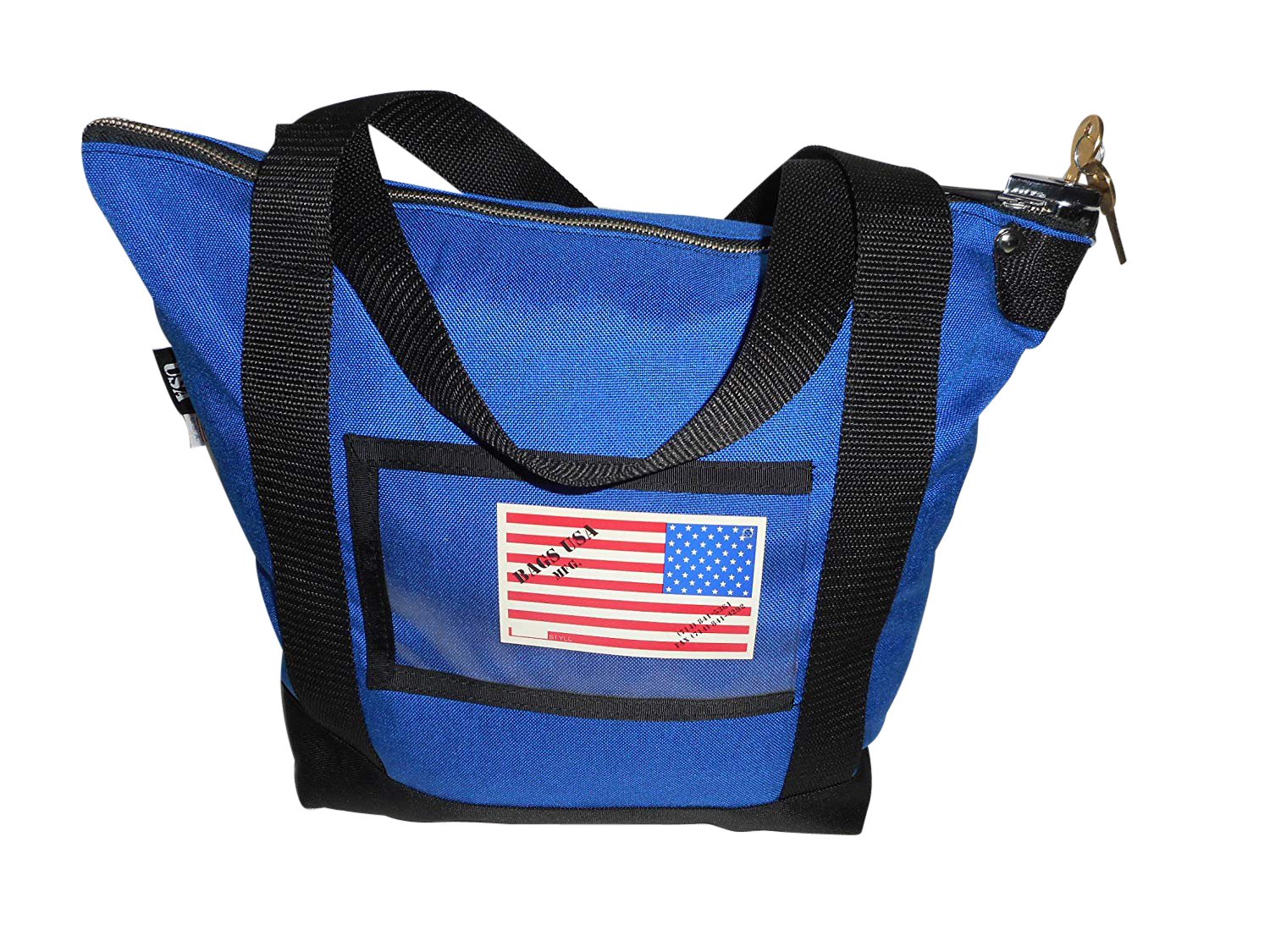 Secure Deposit Bag with Pop Lock & 2 Keys - Waterproof Bank Bag for Cash, Documents & Valuables - Made in USA (Blue) - Ideal for Businesses, Couriers & Personal Storage