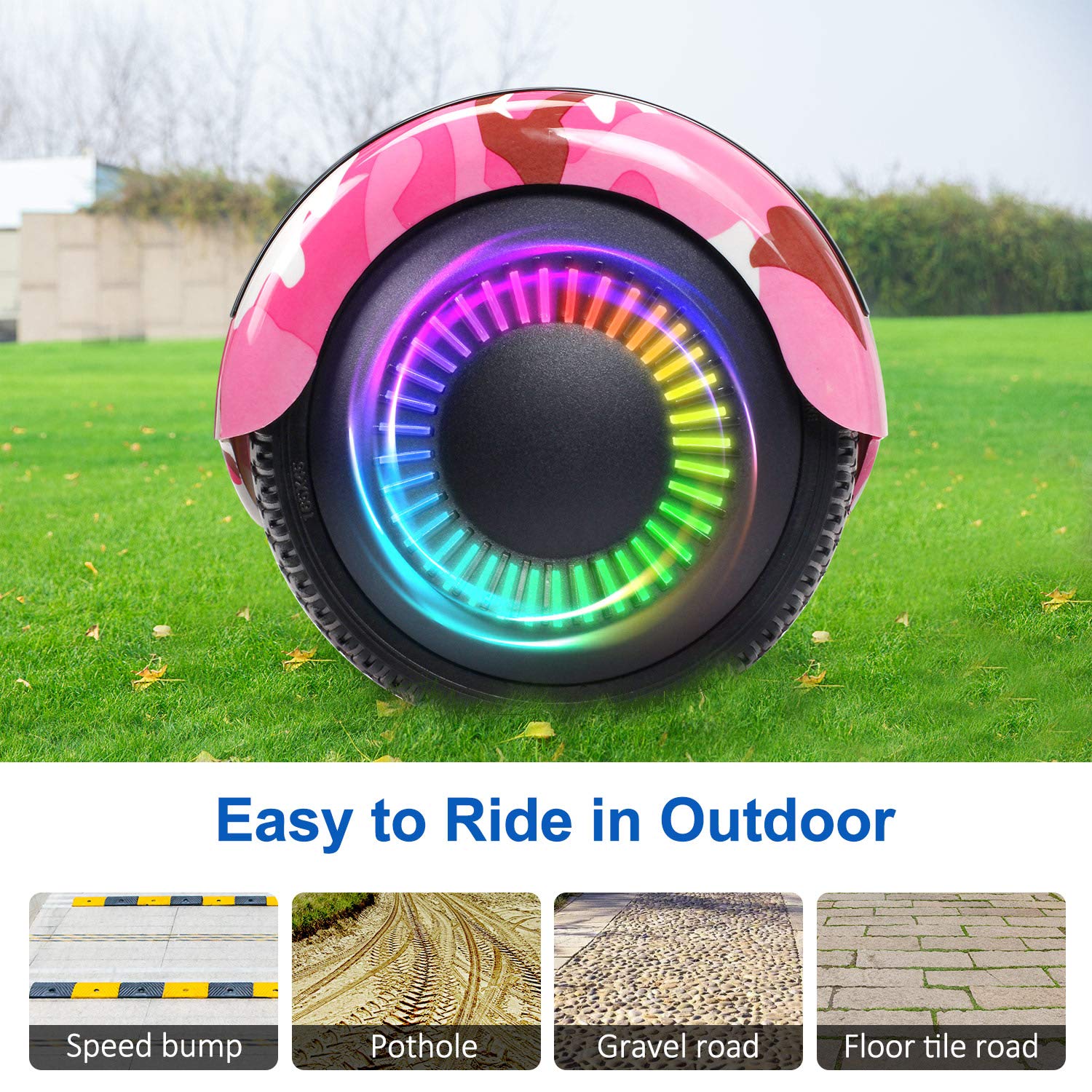 6.5 Inch Self Balancing Hoverboard with Bluetooth & LED Lights - Electric Scooter for Kids & Teens - Perfect for Commuting, Campus Travel & Outdoor Fun